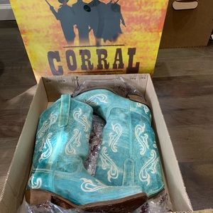 Corral | R1973 Turquoise Cortez Western Fleur De Lis Boots 7